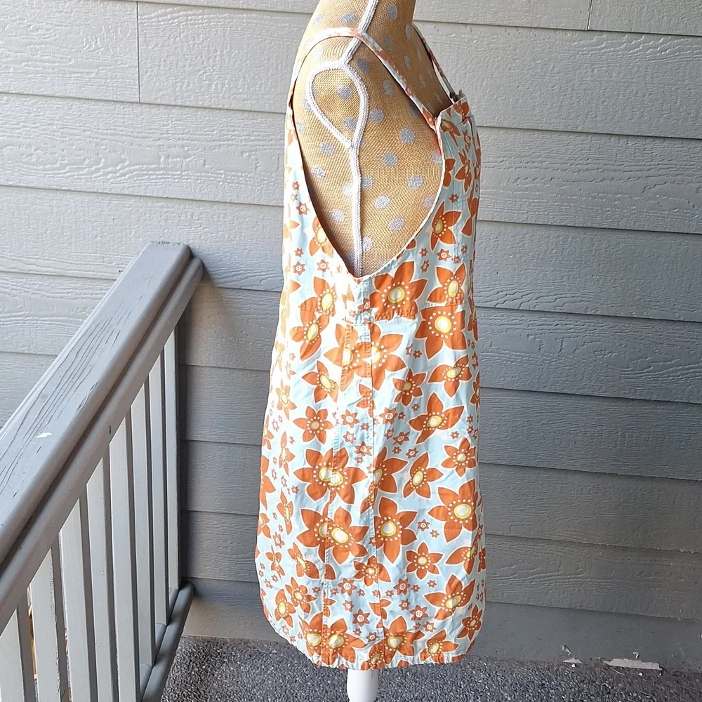 Vintage 70s Floral Cotton Overall Hippie Dress Whimsical Colorful L/XL - Picture 5 of 11